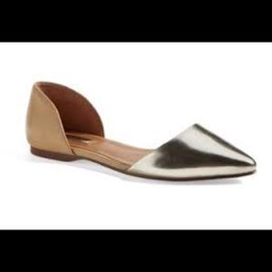 Halogen Kayla D’orsay gold leather pointy flats